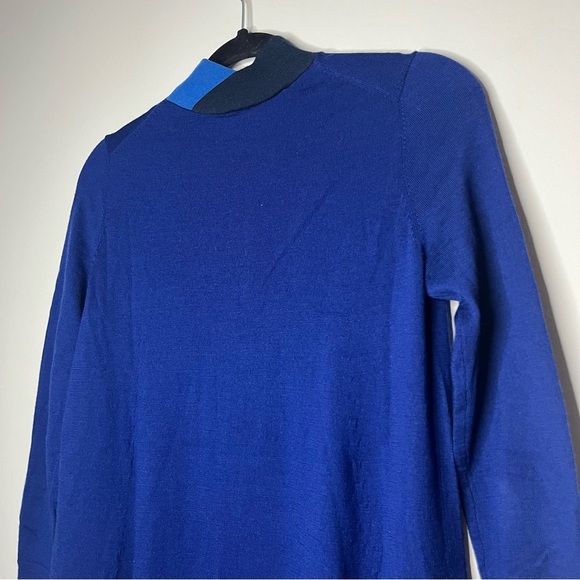 COS 100% Wool Electric Blue Longsleeve Mockneck Knit Tunic Dress - Picture 7 of 8